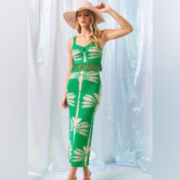 NWT Green Palm Tree Matching Set - Picture 2 of 2